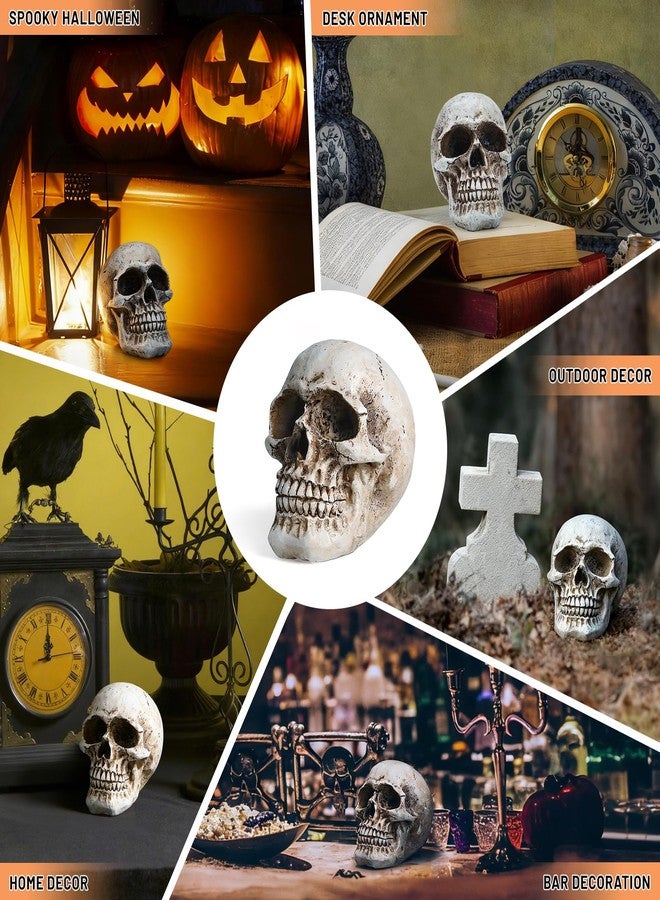 SHUS LIVE Skull Decor, Resin Realistic Skeleton Head Statue for Halloween, Fake Human Bone Skull Model for Halloween Decoration, Home, Party, Table, Bookshelf - Image 5